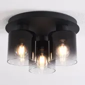 LumenXL Zwarte plafondlamp Lyo in rookglas met verloop, 3-lichts