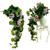 Inspiruj - Kunstbloem Girlanda - Pelargonia - Purper-wit - 80 cm
