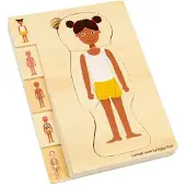 Bigjigs houten puzzel anatomie meisje educatief speelgoed 26 stukjes.