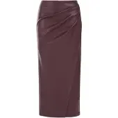 We fashion - Dames Midi-rok van imitatieleer - Regular fit - Aubergine - Maat: L