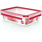 EMSA N1041100 Clip and Close Glazen Vershoudbewaarbakje 2L 11.8x6.9 cm 19.7x8 cm Rood