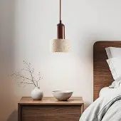LumenXL Luxe hanglamp Muro van travertin (natuursteen) en hout