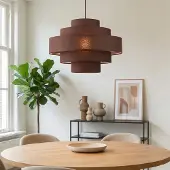LumenXL Hanglamp Zavon met gelaagde stoffen kap in donkerbruin
