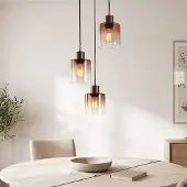 LumenXL 3-lichts hanglamp Pella - glazen kappen in bruin ombre
