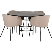 Ebuy24 Copenhagen eethoek eetkamertafel bruin en 4 Berit eetkamerstal beige.