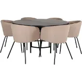 Ebuy24 Copenhagen eethoek eetkamertafel bruin en 6 Berit eetkamerstal beige.