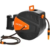 KRAFT&DELE | Wandgemonteerde slanghaspel, 40m + 2m, Automatische tuinslang - Oproller