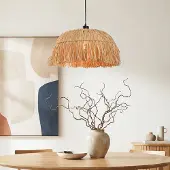 LumenXL Hanglamp Laria van natuurlijk handgevlochten raffia papier