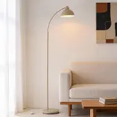 LumenXL Staande booglamp Arc met beige metalen kap