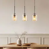LumenXL Design hanglamp Tovano 3-lichts van amber glas