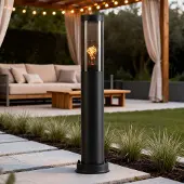 LumenXL Staande buitenlamp Livia met glazen kap - zwart