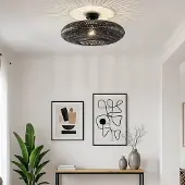 LumenXL Boho chic plafondlamp Yuan van handgevlochten bamboe - zwart