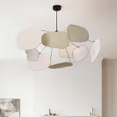 LumenXL Hanglamp Zandor met linnen panelen - wit en lichtgrijs