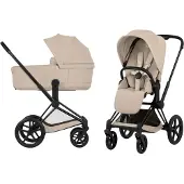 Cybex Kinderwagen Priam 5 Comfort Matt Black/Cozy Beige incl. Foldable Carrycot