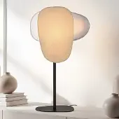 LumenXL Tafellamp Tavora met twee linnen kappen in lichte, naturelle tinten