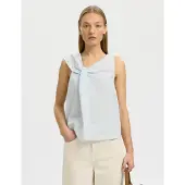 Selected Blouse 'SLFHANNAH' lichtblauw / wit