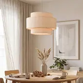 LumenXL Hanglamp Corra - beige met gelaagde linnen kap