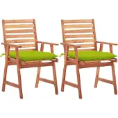 Syfax Tuinstoelen 2 st met kussens massief acaciahout
