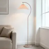 LumenXL Moderne booglamp Tatsu met geplooide stoffen kap en beige frame
