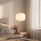 LumenXL Hanglamp Isolde beige met geribbeld melkwit glas