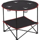 Famanu Hittebestendige klaptafel, 2 niveaus, zwart, 72x72x61 cm