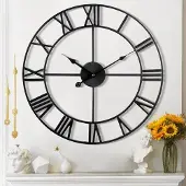 OEM Moderne wandklok, 47 cm, Romeinse cijfers, stijlvol design, zonder tikgeluid