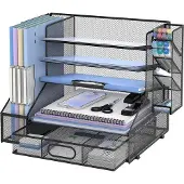 OEM Bureauorganizer, 5-laags, zwart, met pennenhouder en lade