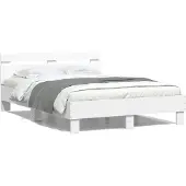 vidaXL Bedframe met hoofdbord bewerkt hout wit 140x200 cm
