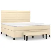 vidaXL Boxspring met matras stof crèmekleurig 160x200 cm