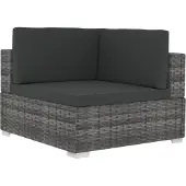 vidaXL Hoekbanken 2 st met kussens poly rattan grijs