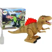 Dino Dinosaurus ademt vuur, stoom, licht, batterij, bruin