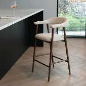 Giga Meubel Barkruk Mila Beige/Walnoot 75cm
