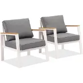Garden Point Zakintos aluminium fauteuil wit - 2 stuks