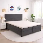 24-Bedding - Hoeslaken Topper - 180x200 cm Beige - Verkoelend 100% Percaline Katoen