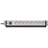 Brennenstuhl Premium-Line 19" stekkerdoos voor schakelkasten 8-voudig zwart/lichtgrijs 3m H05VV-F 3G1,5 19"-formaat