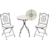 Beliani CARONA - Bistroset - Zwart - Metaal/Keramiek