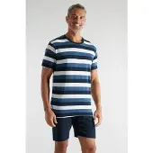 Ceceba Melbourne Heren Shortama met ronde hals - Blauw