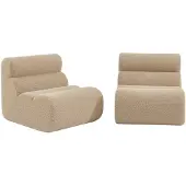 Sweeek Stoffen fauteuils effect alpaca 1 zitplaats (set van 2) Beige