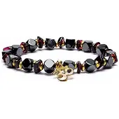 Yogi & Yogini Armband hemetiet/granaat facet met ohm elastisch