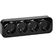 ORNO - Vierdubbel Opbouw Wandcontactdoos - 16A - 230V - Zwart