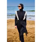 Turkishsouq Zwarte verstelbare taille bescheiden Burkini-set