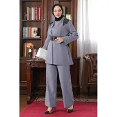 Turkishsouq Kant Detailed Jumpsuit Set Grijs