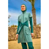 Turkishsouq Olive Modest Burkini-set - Badkleding met hoge kraag en volledige dekking