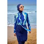 Turkishsouq Marineblauwe, bescheiden badmode Burkini-set met volledige dekking