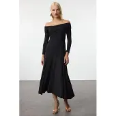Turkishsouq Rechte, mouwloze cocktailjurk voor dames, midi-lengte, aansluitend model.