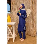 Turkishsouq Marineblauwe, bescheiden badmode Burkini-set met volledige dekking
