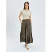 MixRay Hoge Taille Lange Rok met Zakken