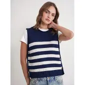 MixRay Gestreept Gebreid Top met Knoopdetail