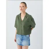 MixRay Losse Pasvorm Knopshirt met Korte Mouwen en Zak