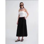 MixRay Hoog-Waisted Popeline Rok met Touwdetail